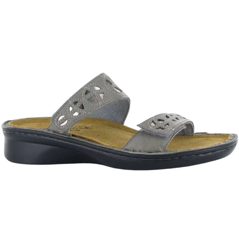 Naot Cornet - Allegro: Women's Casual Sandals Foggy Gray Leather/Silver Right Side Front View