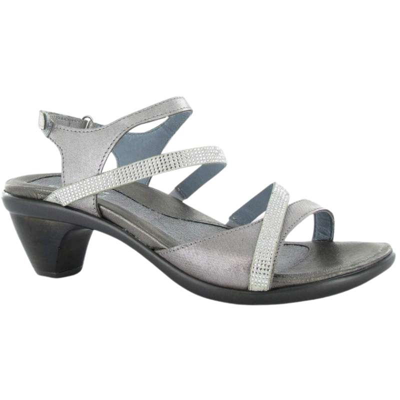 Naot Innovate - Avantgarde: Women's Dress Sandals Silver Threads Right Side Front View