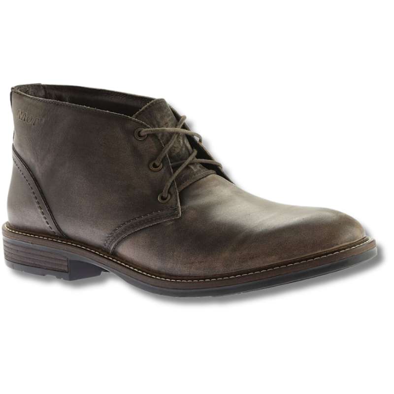 Naot Pilot - Executive : Mens Casual Boot Vintage Gray Leather Right Side Front View