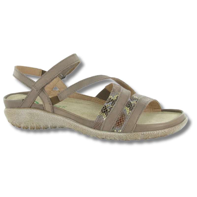 
                  
                    Naot Toi - Koru: Women's Casual Sandals Soft Stone/Gold Python Leather Right Side Front View
                  
                