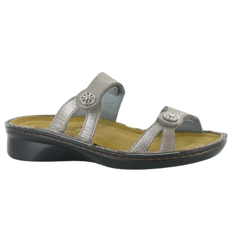 Naot Triton - Allegro : Women's Casual Sandals Silver Threads Right Side Front View