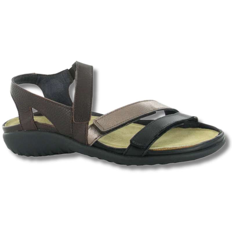
                  
                    Naot Whetu - Koru: Women's Casual Sandals Soft Black/Radiant Copper/Brown  Right Side Front View
                  
                