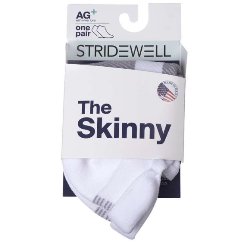 Stridewell Skinny Sock: Unisex White Box