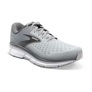 Brooks Dyad 11: Men's Athletic Shoes Gray, Black, & White Right Side Front View