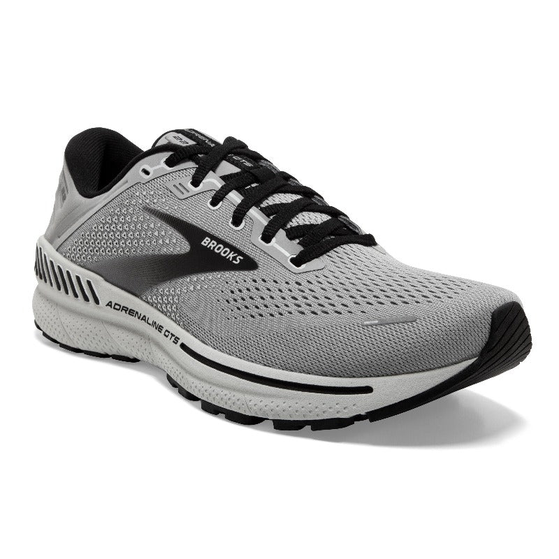 Brooks Adrenaline GTS 22: Men's Athletic Shoes Alloy, Gray, & Black Right Side Front View