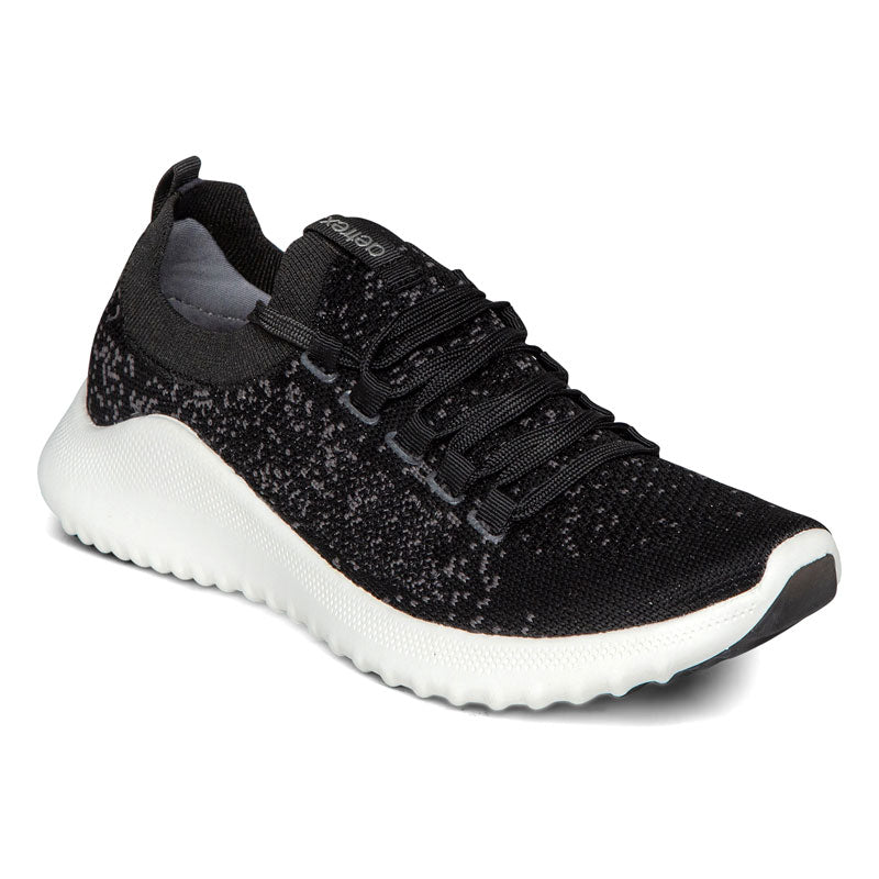 Aetrex Carly Lace Up : Women's Athletic Shoes Black Right Side Front View
