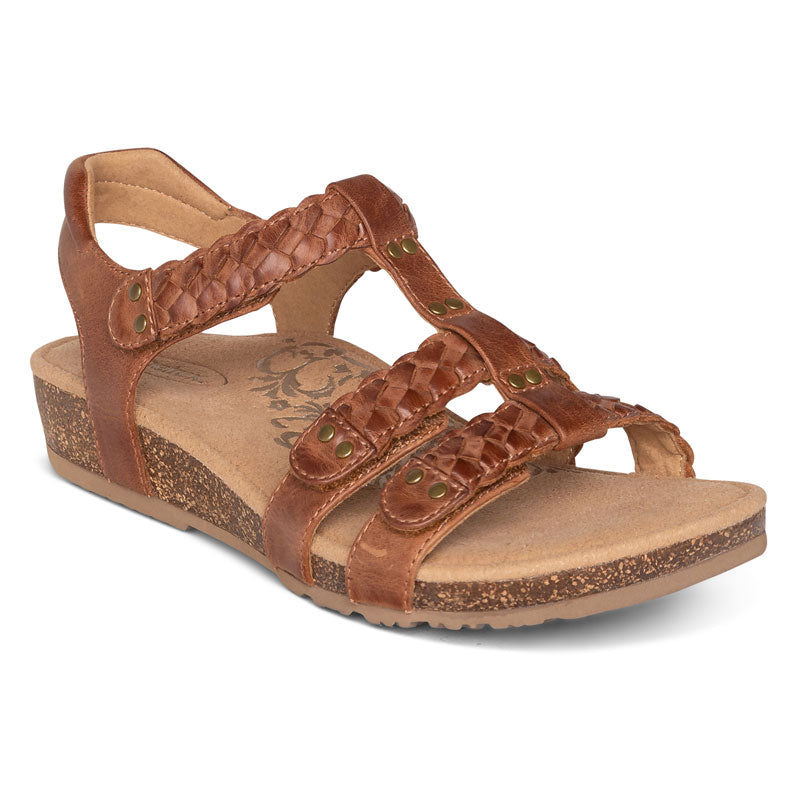 Aetrex Reese: Women's Sandal Cognac Right Side Front View