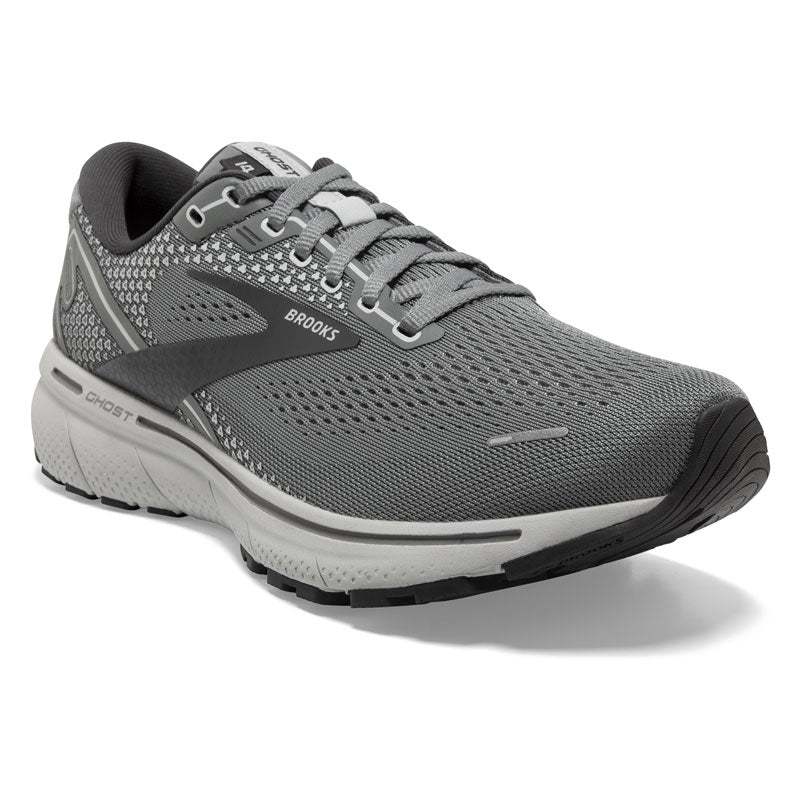 Brooks Ghost 14: Men's Athletic Shoes Gray, Alloy, & Oyster Right Side Front View
