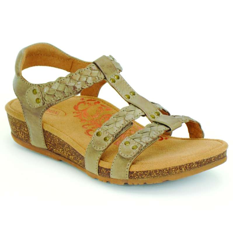 Aetrex Reese: Women's Sandal Taupe Right Side Front View