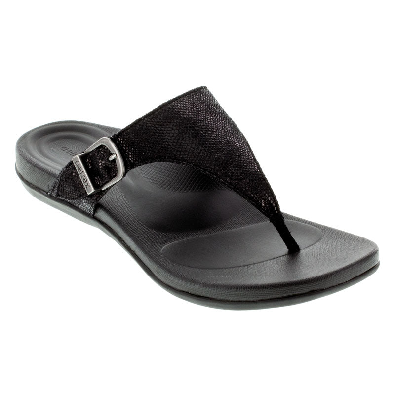 Aetrex Rita : Women's Sandals Black Right Side Front View