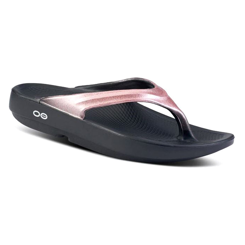 Oofos OOlala Luxe: Women's sandals Rose Sparkle Right Side Front View
